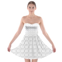  Honeycomb - Diamond Black And White Pattern Strapless Bra Top Dress