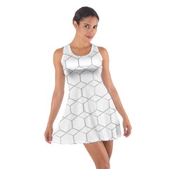  Honeycomb - Diamond Black And White Pattern Cotton Racerback Dress