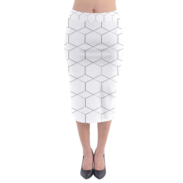  honeycomb - diamond black and white pattern Midi Pencil Skirt