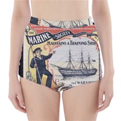 Vintage Advertisement British Navy Marine Typography High-waisted Bikini Bottoms by yoursparklingshop