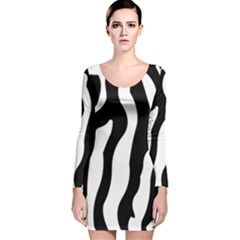 Zebra Horse Skin Pattern Black And White Long Sleeve Velvet Bodycon Dress