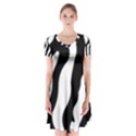 Zebra horse skin pattern black and white Short Sleeve V-neck Flare Dress View1