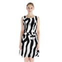 Zebra horse skin pattern black and white Sleeveless Chiffon Waist Tie Dress View1