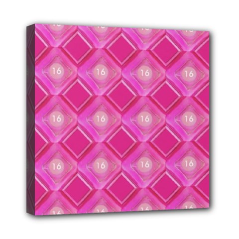 Pink Sweet Number 16 Diamonds Geometric Pattern Mini Canvas 8  X 8  by yoursparklingshop