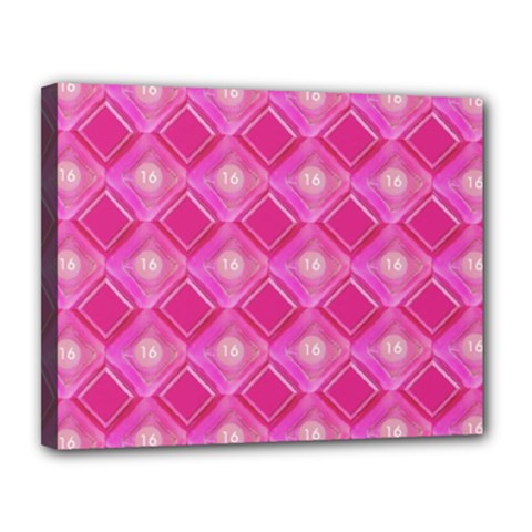 Pink Sweet Number 16 Diamonds Geometric Pattern Canvas 14  X 11  by yoursparklingshop