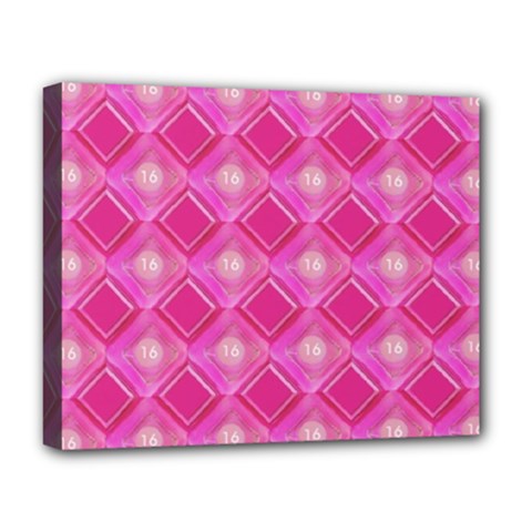 Pink Sweet Number 16 Diamonds Geometric Pattern Deluxe Canvas 20  X 16  