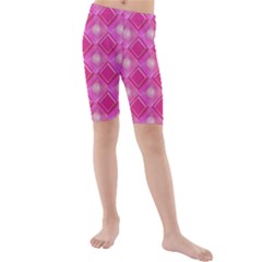 Pink Sweet Number 16 Diamonds Geometric Pattern Kids  Mid Length Swim Shorts by yoursparklingshop