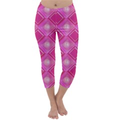 Pink Sweet Number 16 Diamonds Geometric Pattern Capri Winter Leggings 