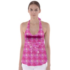 Pink Sweet Number 16 Diamonds Geometric Pattern Babydoll Tankini Top by yoursparklingshop