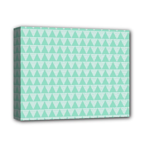 Mint Color Triangle Pattern Deluxe Canvas 14  X 11 