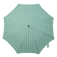 Mint Color Triangle Pattern Hook Handle Umbrellas (small)