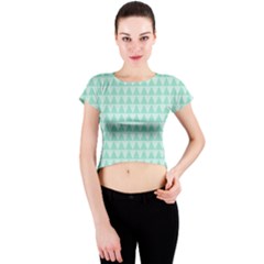 Mint Color Triangle Pattern Crew Neck Crop Top by picsaspassion