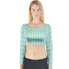 Mint Color Triangle Pattern Long Sleeve Crop Top