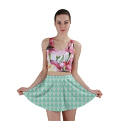 Mint Color Triangle Pattern Mini Skirt by picsaspassion