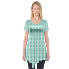 Mint Color Triangle Pattern Short Sleeve Tunic  by picsaspassion