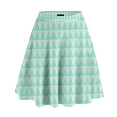 Mint Color Triangle Pattern High Waist Skirt by picsaspassion