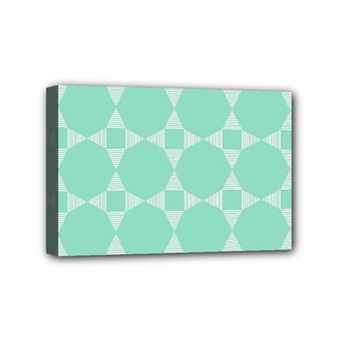 Mint Color Star - Triangle Pattern Mini Canvas 6  X 4 