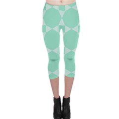 Mint Color Star - Triangle Pattern Capri Leggings 