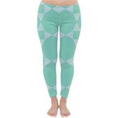 Mint Color Star - Triangle Pattern Winter Leggings 