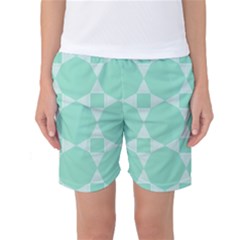 Mint Color Star - Triangle Pattern Women s Basketball Shorts