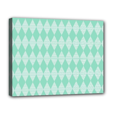 Mint Color Diamond Shape Pattern Canvas 14  X 11  by picsaspassion