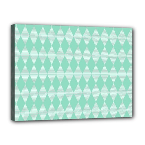 Mint Color Diamond Shape Pattern Canvas 16  X 12  by picsaspassion