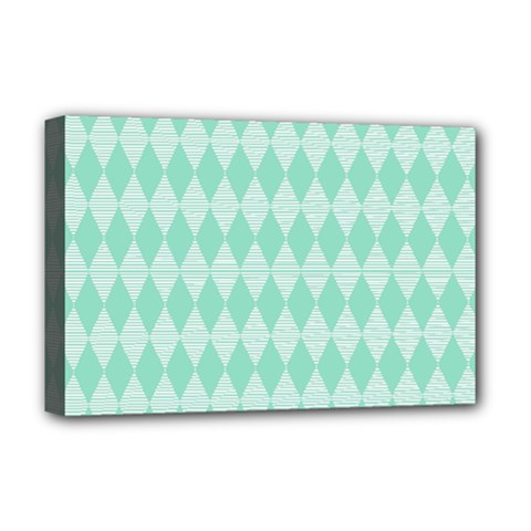 Mint Color Diamond Shape Pattern Deluxe Canvas 18  X 12   by picsaspassion