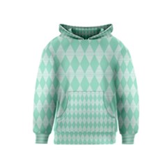 Mint Color Diamond Shape Pattern Kids  Pullover Hoodie