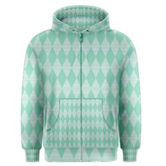 Mint Color Diamond Shape Pattern Men s Zipper Hoodie