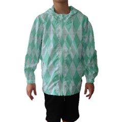 Mint Color Diamond Shape Pattern Hooded Wind Breaker (kids)