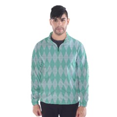 Mint Color Diamond Shape Pattern Wind Breaker (men)