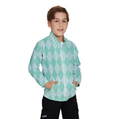 Mint Color Diamond Shape Pattern Wind Breaker (kids)