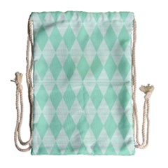 Mint Color Diamond Shape Pattern Drawstring Bag (large)