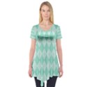 Mint color Diamond shape pattern Short Sleeve Tunic  View1