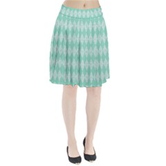 Mint Color Diamond Shape Pattern Pleated Skirt by picsaspassion