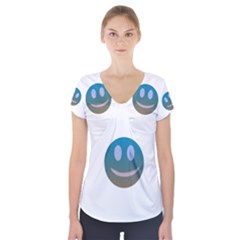 Smiley Short Sleeve Front Detail Top