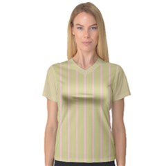 Summer Sand Color Pink Stripes Women s V-neck Sport Mesh Tee