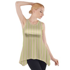 Summer Sand Color Pink Stripes Side Drop Tank Tunic