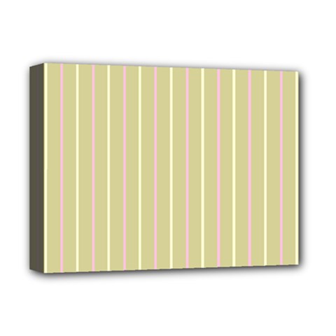 Summer Sand Color Pink And Yellow Stripes Deluxe Canvas 16  X 12  (stretched) 