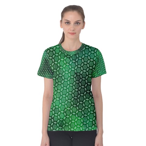 Green Abstract Forest Women s Cotton Tee by DanaeStudio