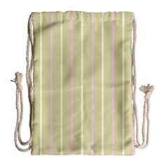 Summer Sand Color Pink And Yellow Stripes Drawstring Bag (large)