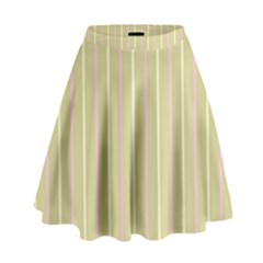 Summer Sand Color Pink And Yellow Stripes High Waist Skirt by picsaspassion