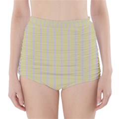 Summer Sand Color Lilac Stripes High-waisted Bikini Bottoms