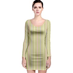 Summer Sand Color Lilac Pink Yellow Stripes Pattern Long Sleeve Bodycon Dress