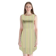 Summer Sand Color Lilac Pink Yellow Stripes Pattern Sleeveless Chiffon Dress  