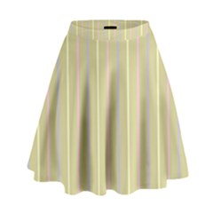 Summer Sand Color Lilac Pink Yellow Stripes Pattern High Waist Skirt by picsaspassion