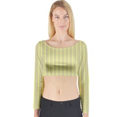 Summer Sand Color Yellow Stripes Pattern Long Sleeve Crop Top by picsaspassion