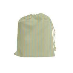 Summer Sand Color Blue Stripes Pattern Drawstring Pouches (large)  by picsaspassion