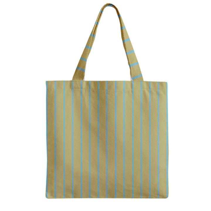 Summer sand color blue stripes pattern Zipper Grocery Tote Bag