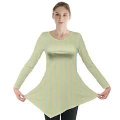 Summer Sand Color Blue Stripes Pattern Long Sleeve Tunic 